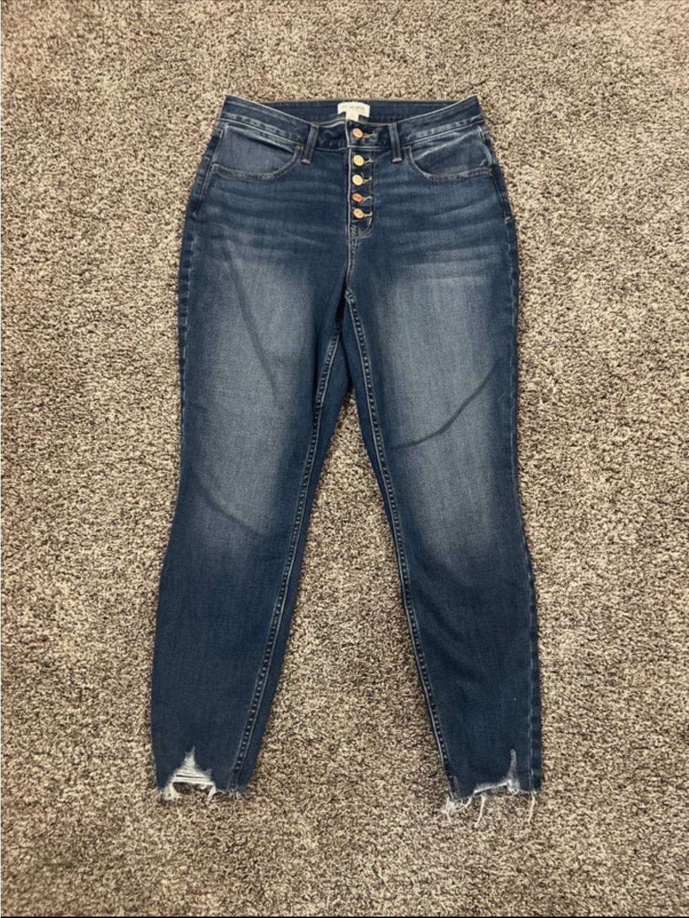Maurices Dark Blue High-Rise Button-Fly Jeans